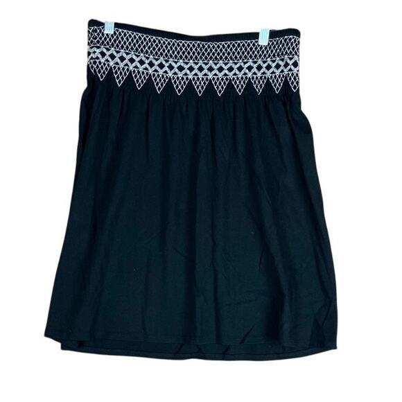 J Jill Womens Skirt Black Embroidered Elastic Waist Midi Modal Blend Small - Picture 1 of 10